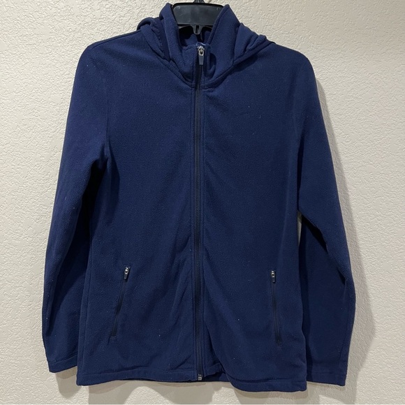 Merrell Women Fleece Jacket Coat Size Medium Navy Blue Hooded Outdoor Full Zip, - Picture 1 of 15